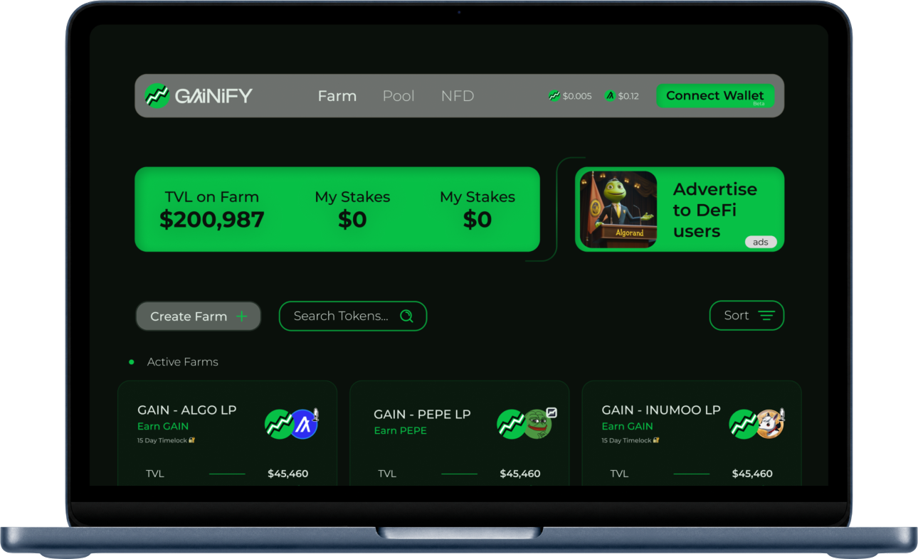 GAINIFY Dashboard Mockup